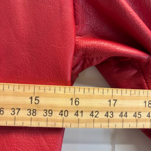 Vtg Wilsons Leather‎ Womens Moto 80s 90s Punk Rocker Cropped Jacket Size S Red - Picture 4 of 10